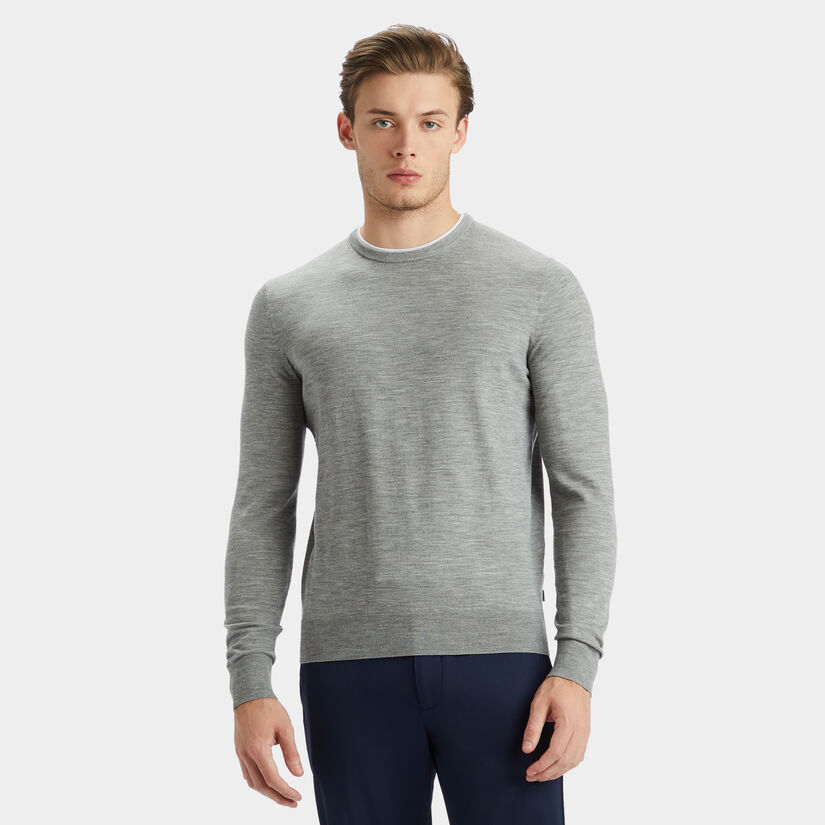 CONTRAST MERINO WOOL BLEND CREWNECK SWEATER image number 3