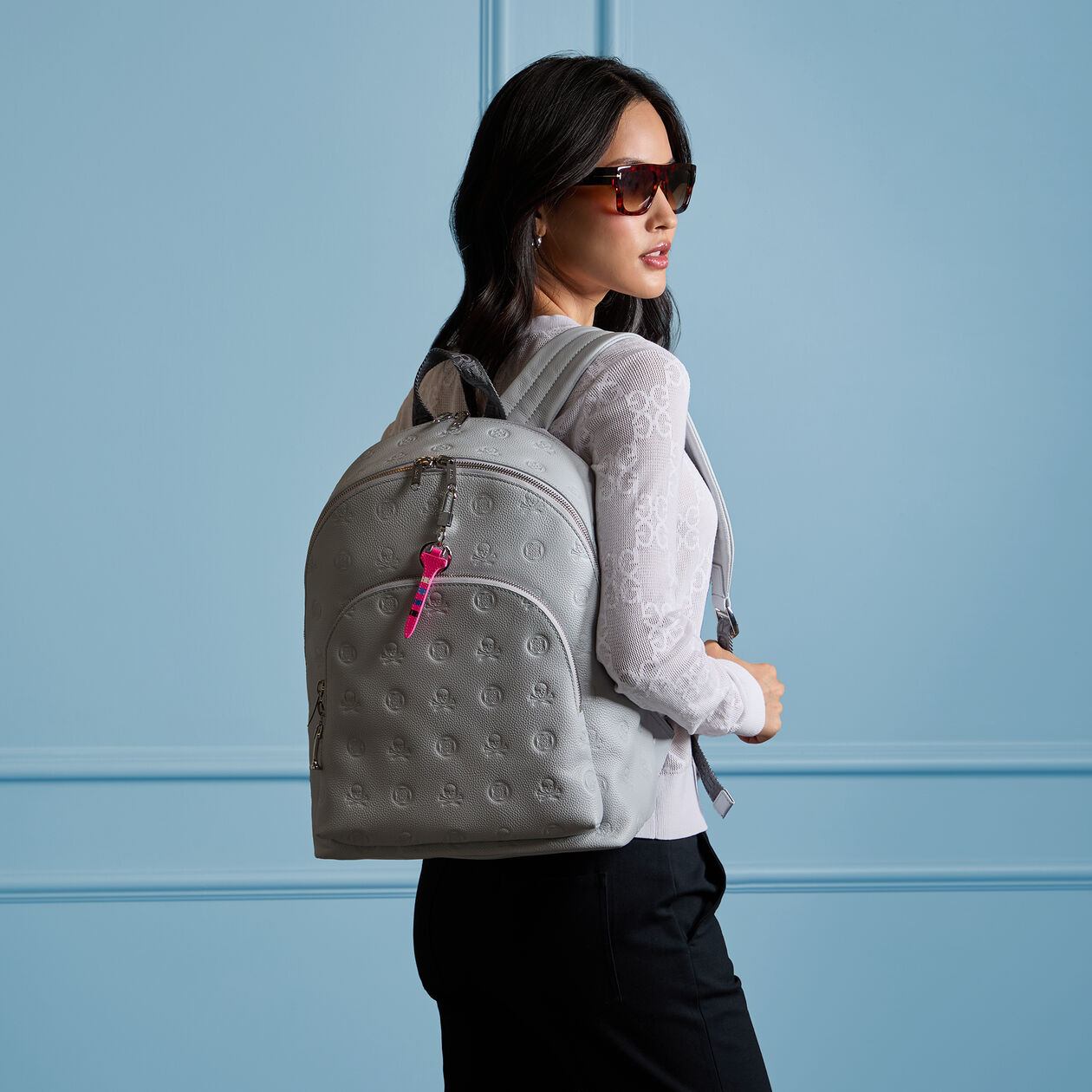 EMBOSSED SKULL & TEES LEATHER BACKPACK | ACCESSORIES FOR MEN 