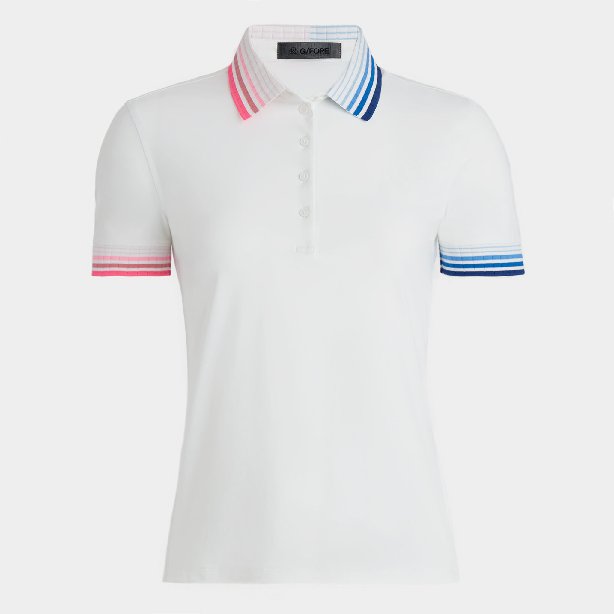 PLEATED CONTRAST COLLAR SILKY TECH NYLON POLO 