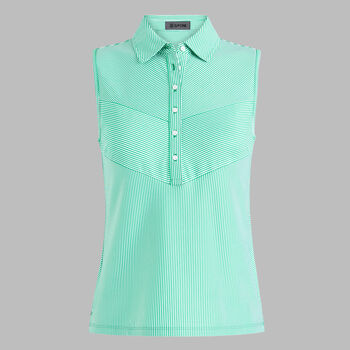 CHEVRON STRIPE TECH PIQU&Eacute; SLEEVELESS POLO