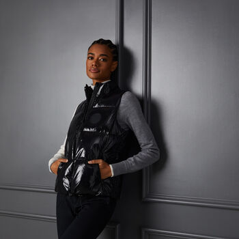 QUILTED POLISHED NYLON MERINO WOOL LINED PUFFER VEST