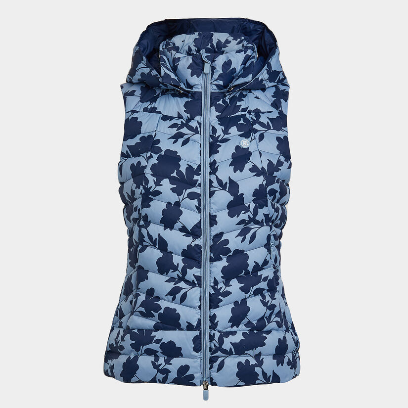 TONAL FLORAL NYLON PUFFER VEST image number 1