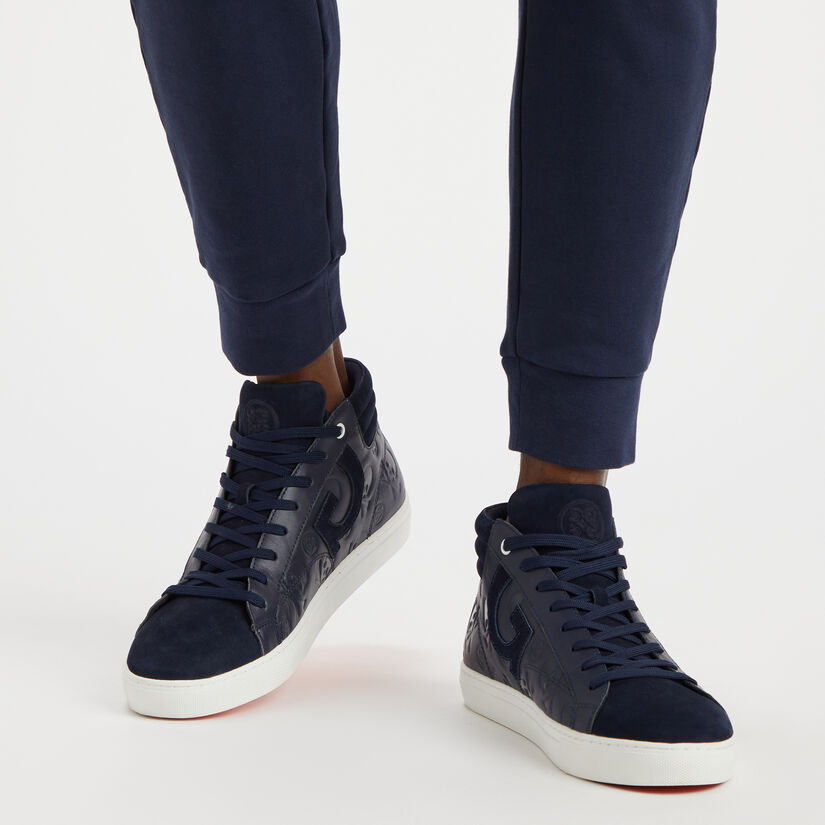 GFore Men 10 Debossed Quarter G Twilight Blue‎ Leather Street Chukka Sneakers G/FORE Quarter G Chukka Street Shoes 2022 Twilight - Carl main image 4