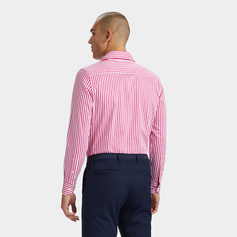VERTICAL STRIPE STRETCH ICE WOVEN MODERN SPREAD COLLAR SHIRT image number 5