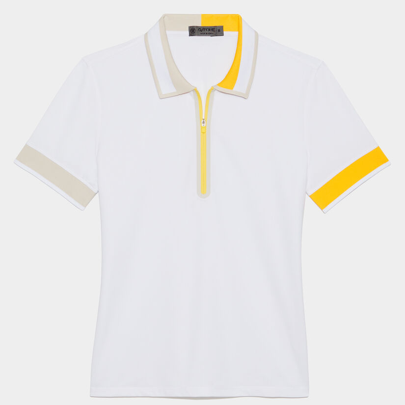 CONTRAST COLLAR TECH PIQUÉ QUARTER ZIP POLO image number 1