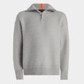 RIBBED FUNNEL NECK MERINO WOOL QUARTER ZIP SWEATER image number 1