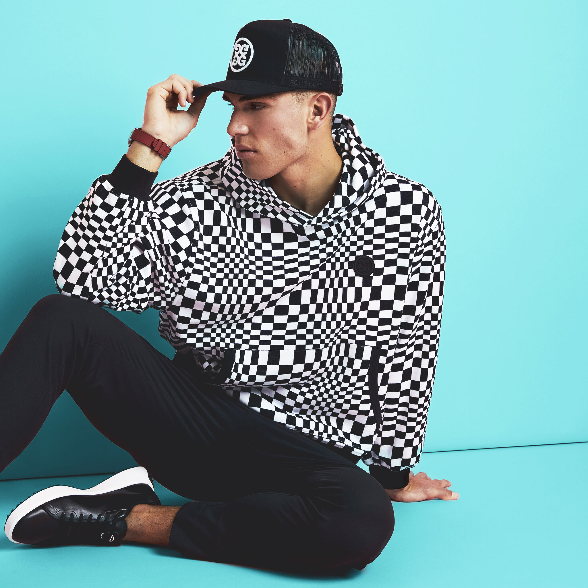 Checkered hoodie mens store