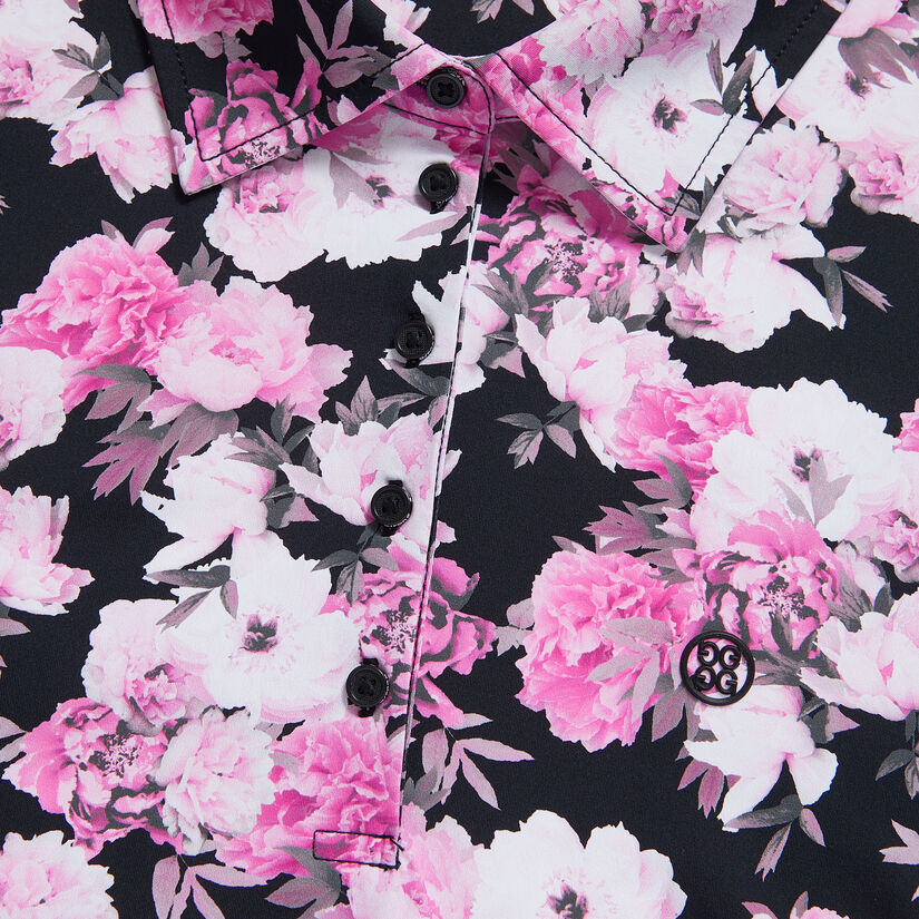 PHOTO FLORAL SILKY TECH NYLON SLEEVELESS POLO image number 6