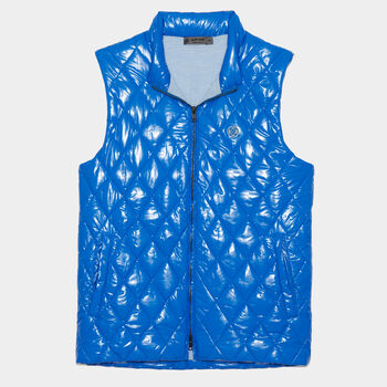 QUILTED COATED NYLON WOOL LINED SLIM FIT PUFFER VEST