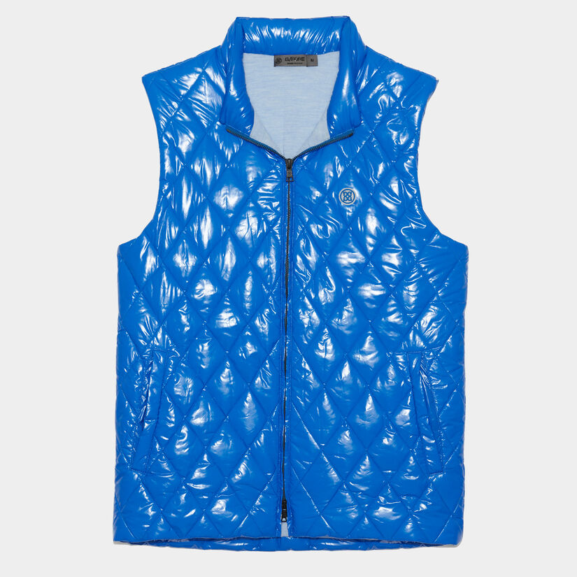 QUILTED COATED NYLON WOOL LINED SLIM FIT PUFFER VEST image number 1