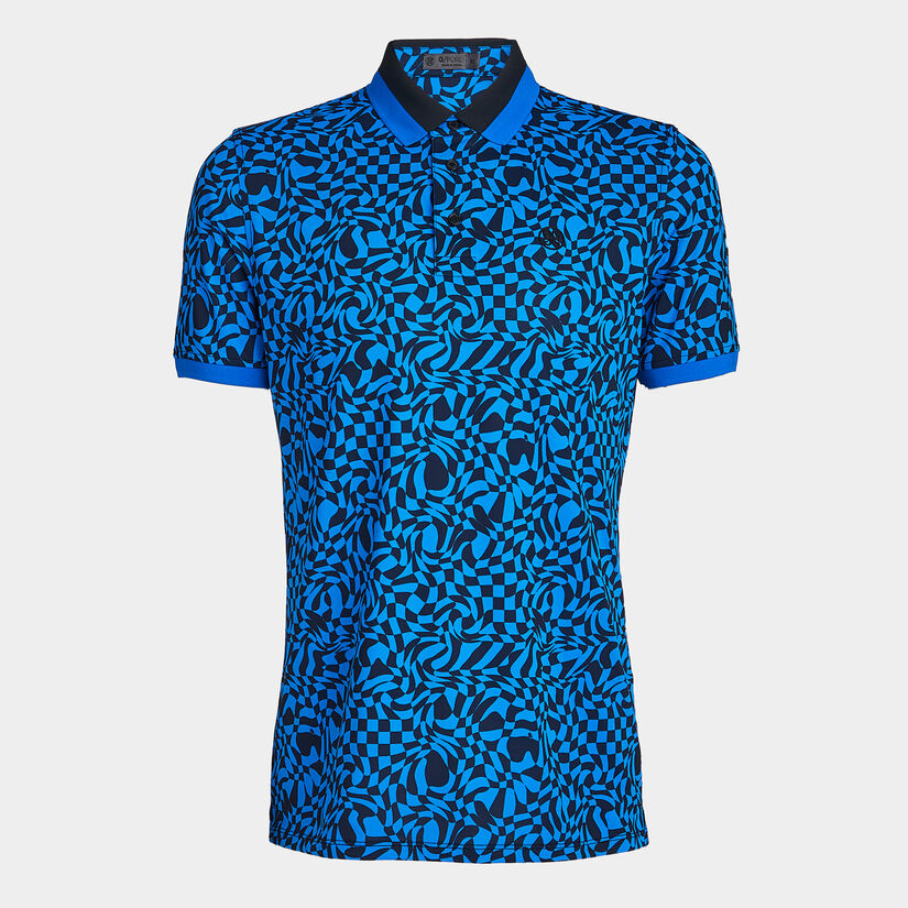 MINI DISTORTED CHECK BANDED SLEEVE TECH PIQUÉ POLO image number 1