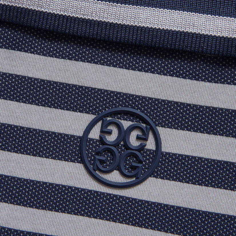 PERFORATED STRIPE RIB COLLAR TECH JERSEY SLIM FIT POLO image number 6
