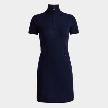 MERINO WOOL QUARTER ZIP POLO SWEATER DRESS