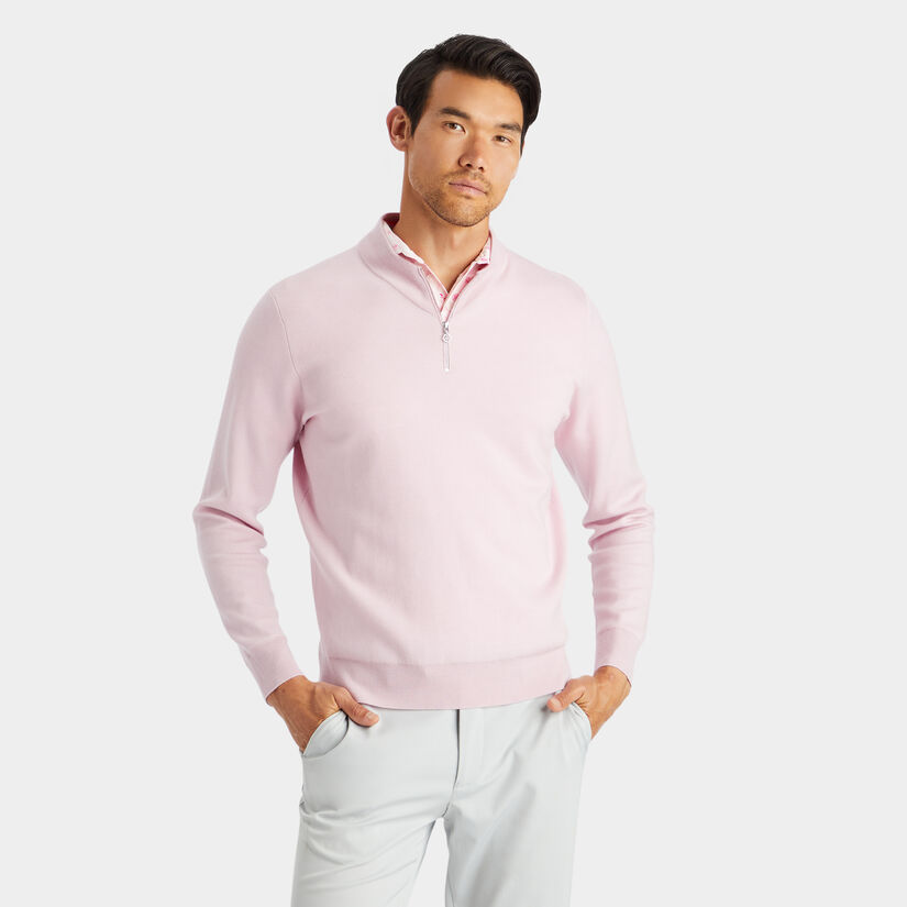 V NECK MERINO WOOL QUARTER ZIP SWEATER image number 3