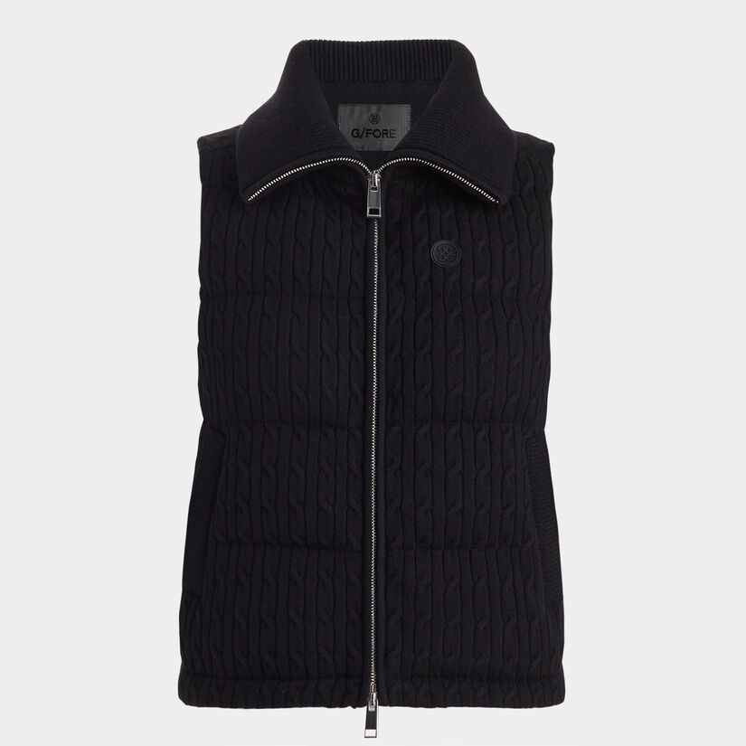 CABLE-KNIT WOOL BLEND DOWN PUFFER VEST image number 2
