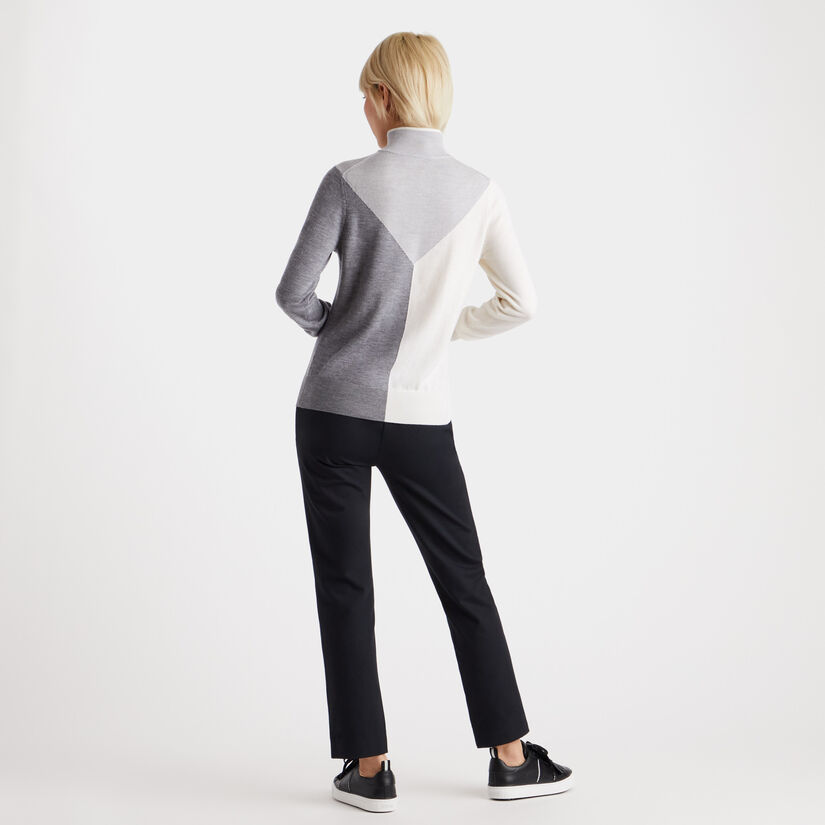 COLOUR BLOCK MERINO WOOL QUARTER ZIP SWEATER image number 5