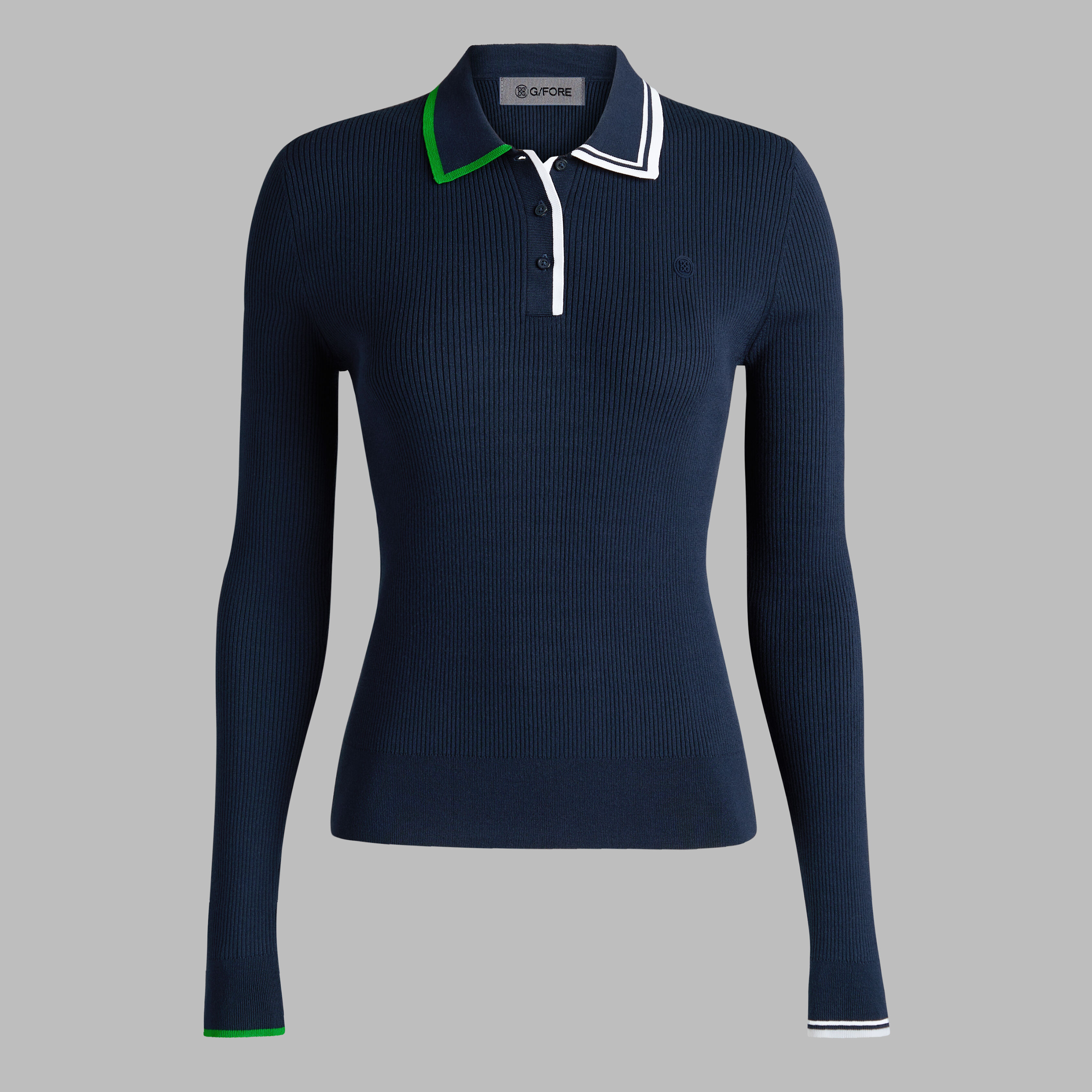 COTTON BLEND LONG SLEEVE KNIT POLO | WOMEN'S POLO SHIRTS | G/FORE