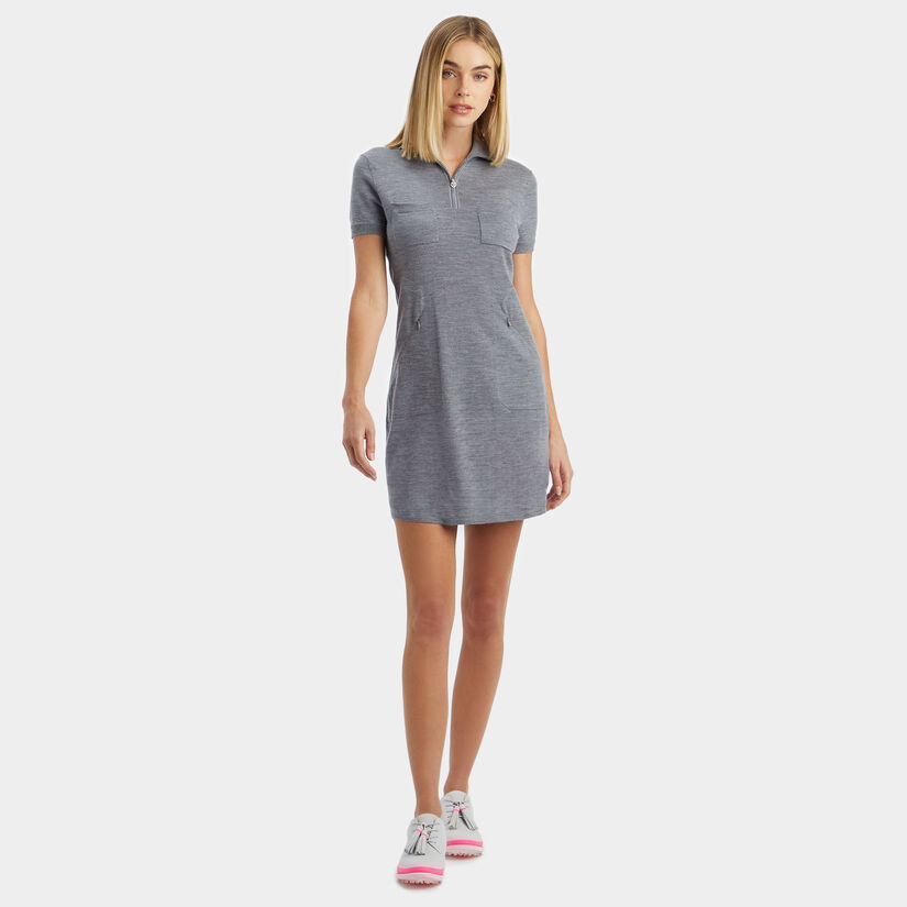 MERINO WOOL QUARTER ZIP POCKET SWEATER DRESS image number 3