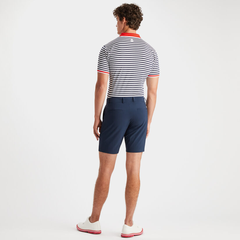 PERFORATED STRIPE RIB COLLAR TECH JERSEY SLIM FIT POLO image number 5