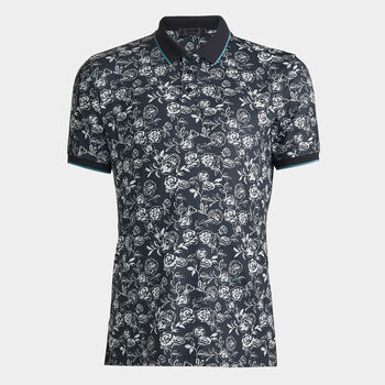 PEONY SKETCH BANDED SLEEVE TECH JERSEY POLO