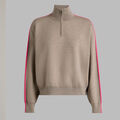 MERINO WOOL COTTON PLAITED 1/4 ZIP SWEATER image number 1