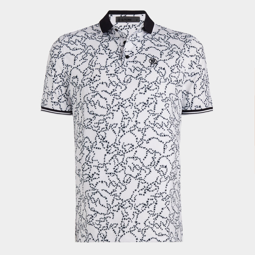 STAR DUST TECH JERSEY MODERN SPREAD COLLAR BANDED SLEEVE POLO image number 1