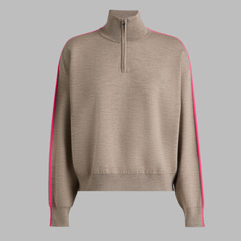MERINO WOOL COTTON PLAITED 1/4 ZIP SWEATER - Alternate Image 1