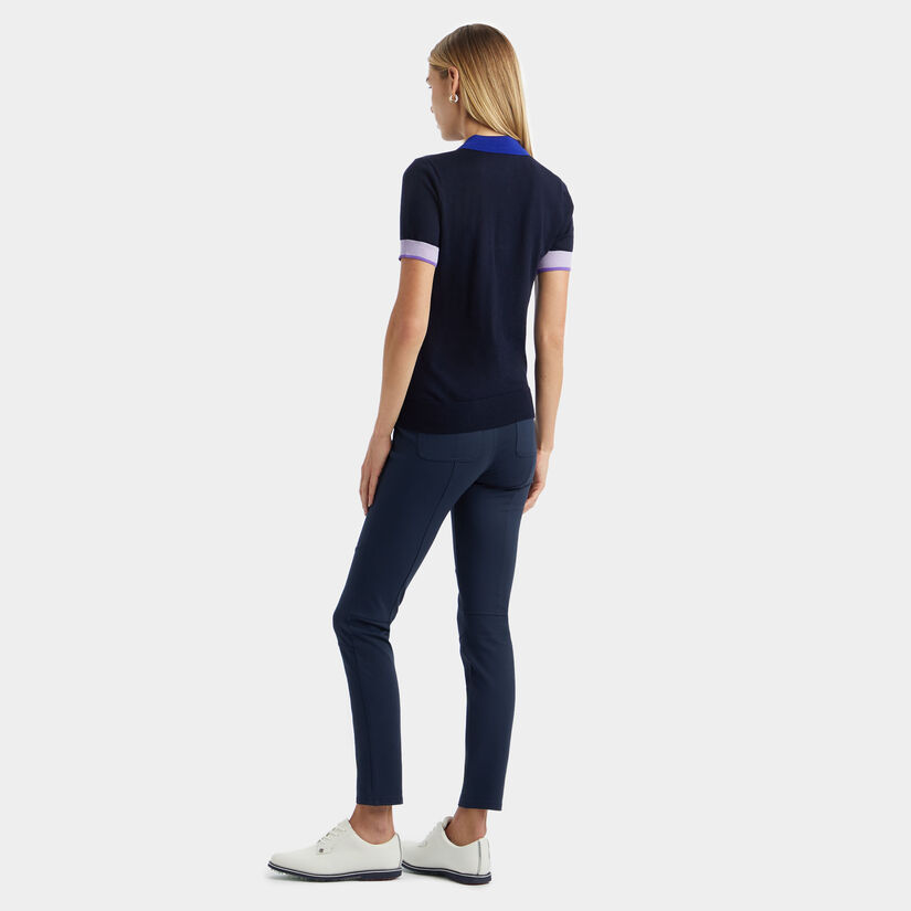 MERINO WOOL LAYERED SHORT SLEEVE SWEATER POLO image number 4