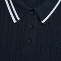 COTTON BLEND RIBBED SHORT SLEEVE SWEATER POLO image number 7
