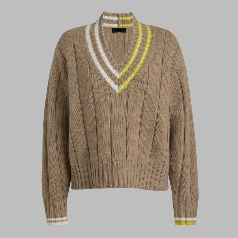 LTD RELEASE RIBBED CASHMERE CRICKET SWEATER image number 1