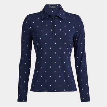SKULL & T'S SILKY TECH NYLON LONG SLEEVE POLO