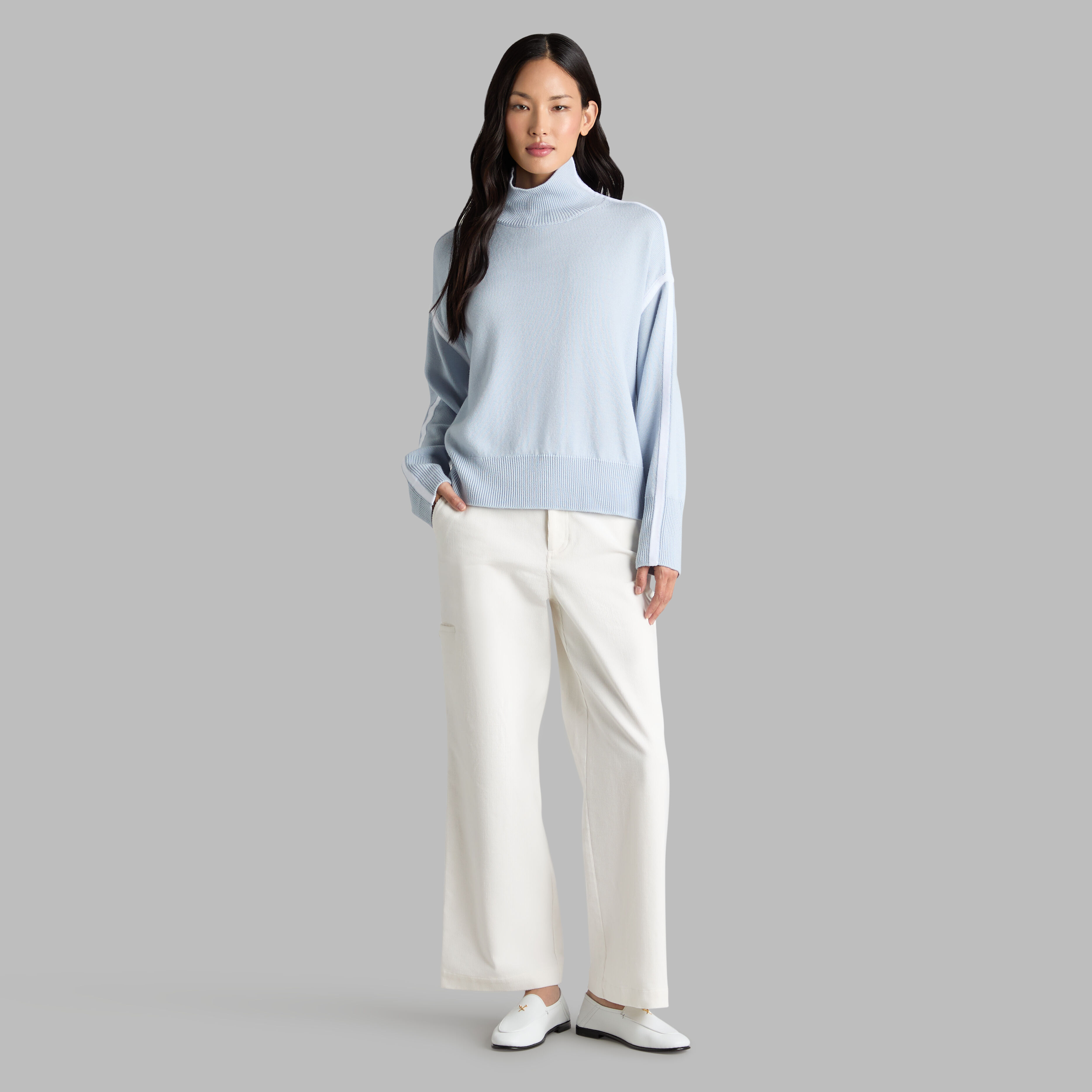 MERINO WOOL CONTRAST STRIPE TURTLENECK SWEATER | WOMEN'S TOPS | G/FORE