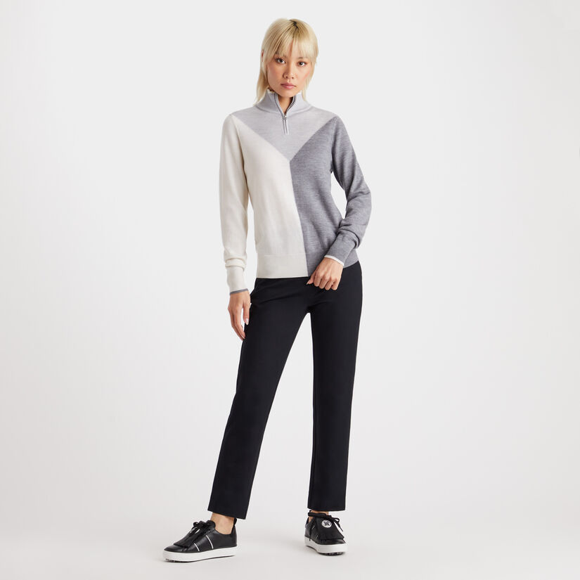 COLOUR BLOCK MERINO WOOL QUARTER ZIP SWEATER image number 4