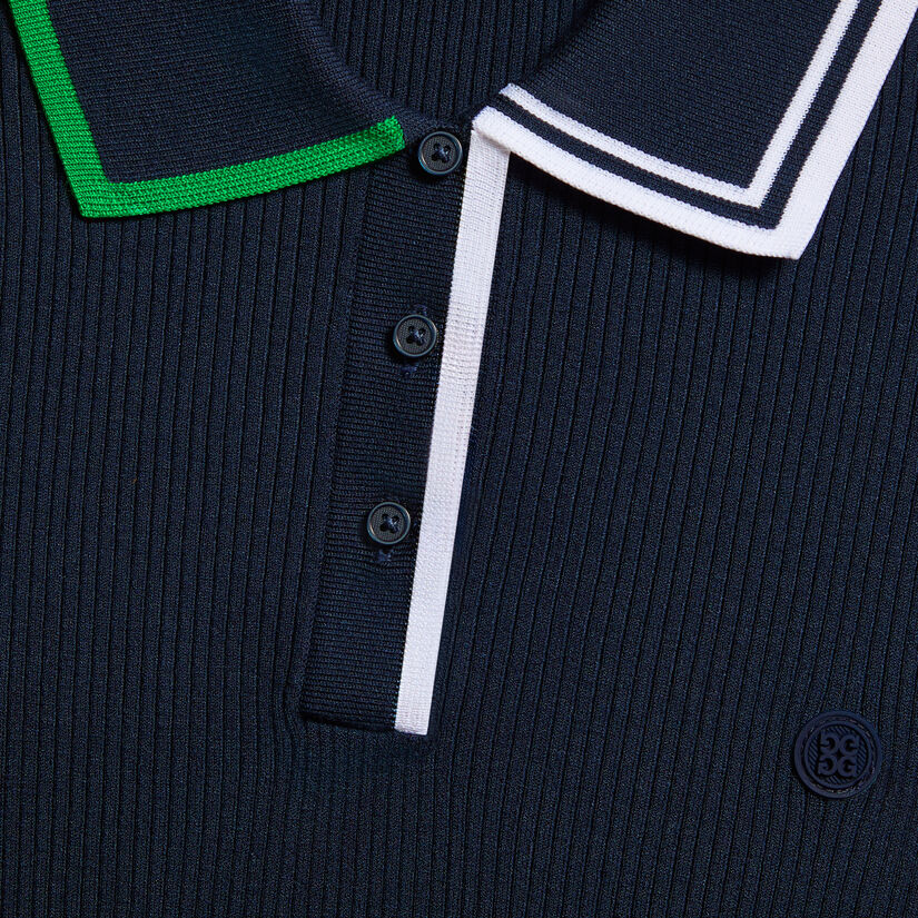 COTTON BLEND LONG SLEEVE KNIT POLO image number 5