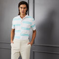 OFFSET STRIPE MODERN SPREAD COLLAR TECH PIQUÉ SLIM FIT POLO image number 2