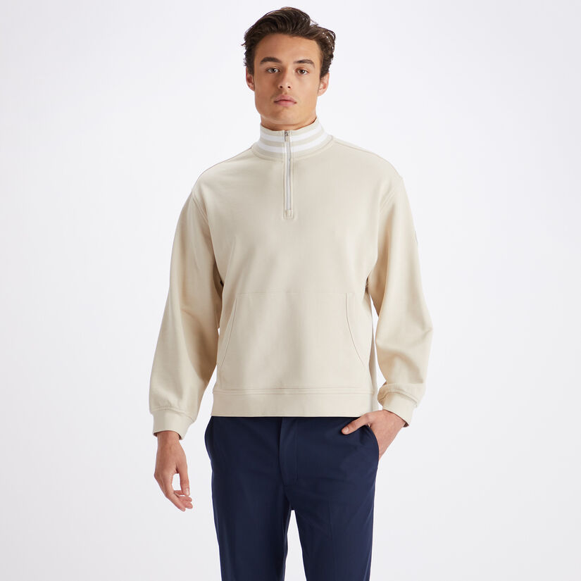 RIB COLLAR FRENCH TERRY QUARTER ZIP PULLOVER image number 3