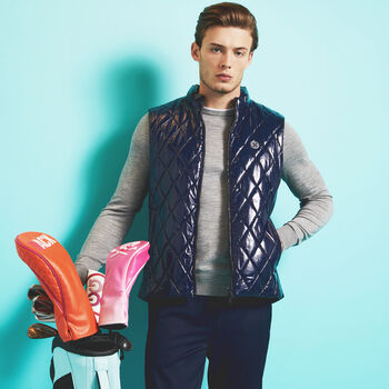 QUILTED POLISHED NYLON WOOL LINED PUFFER VEST