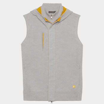 HOODED MERINO WOOL FULL ZIP VEST