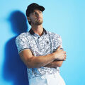 STAR DUST TECH JERSEY MODERN SPREAD COLLAR BANDED SLEEVE POLO image number 2