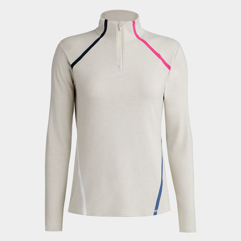 COLOUR BLOCK LUXE STAPLE QUARTER ZIP PULLOVER image number 1