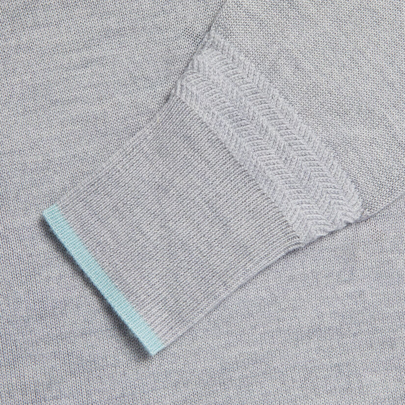 CONTRAST TIPPED MERINO WOOL QUARTER ZIP SWEATER image number 6