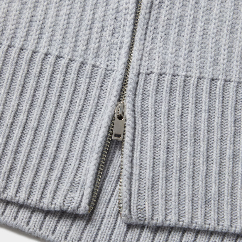CASHMERE SIDE ZIP RIBBED CREWNECK SWEATER image number 5