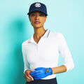 RIB PLEATED CONTRAST COLLAR SILKY TECH NYLON LONG SLEEVE POLO image number 2
