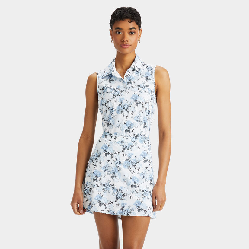 PHOTO FLORAL SILKY TECH NYLON SLEEVELESS POLO image number 3
