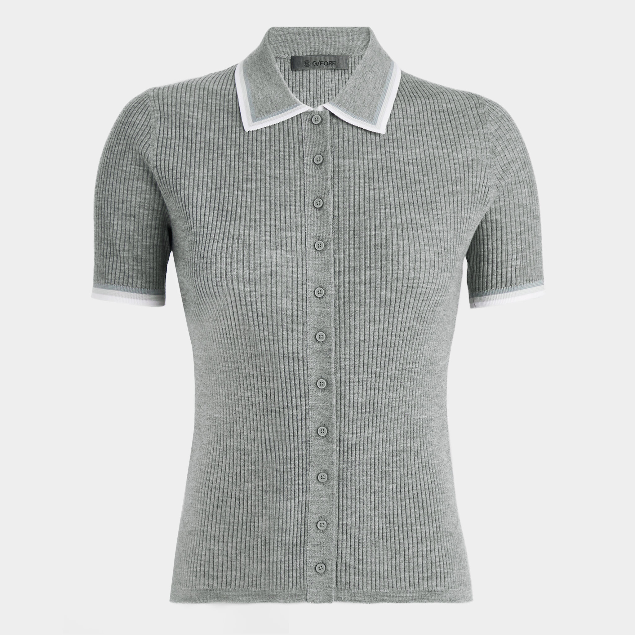 White women's top polo button down
