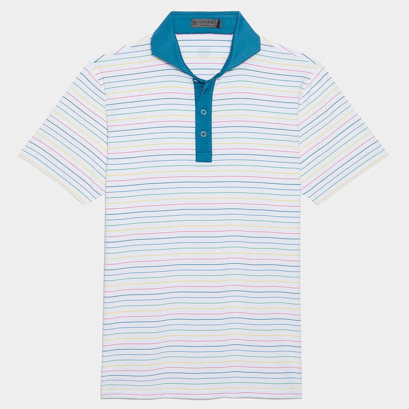 MULTI STRIPE TECH JERSEY SLIM FIT POLO image number 1