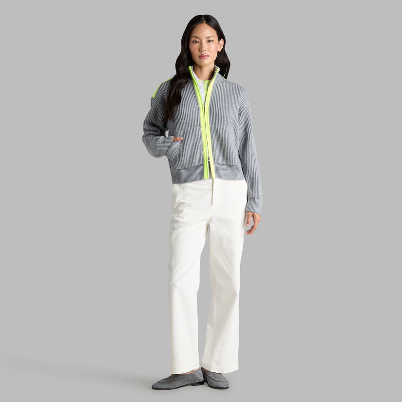 FUNNEL NECK MERINO WOOL SWEATER JACKET image number 3