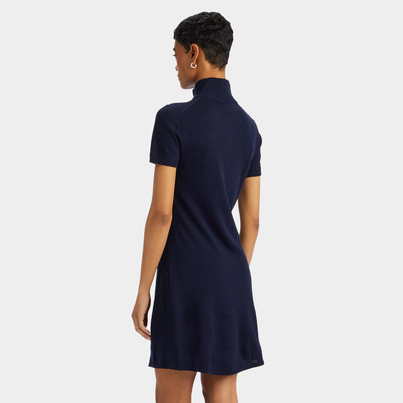 MERINO WOOL QUARTER ZIP POLO SWEATER DRESS image number 5