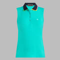 CONTRAST COLLAR SILKY TECH NYLON SLEEVLESS POLO image number 1