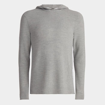 WAFFLE STITCH MERINO WOOL HOODED SWEATER